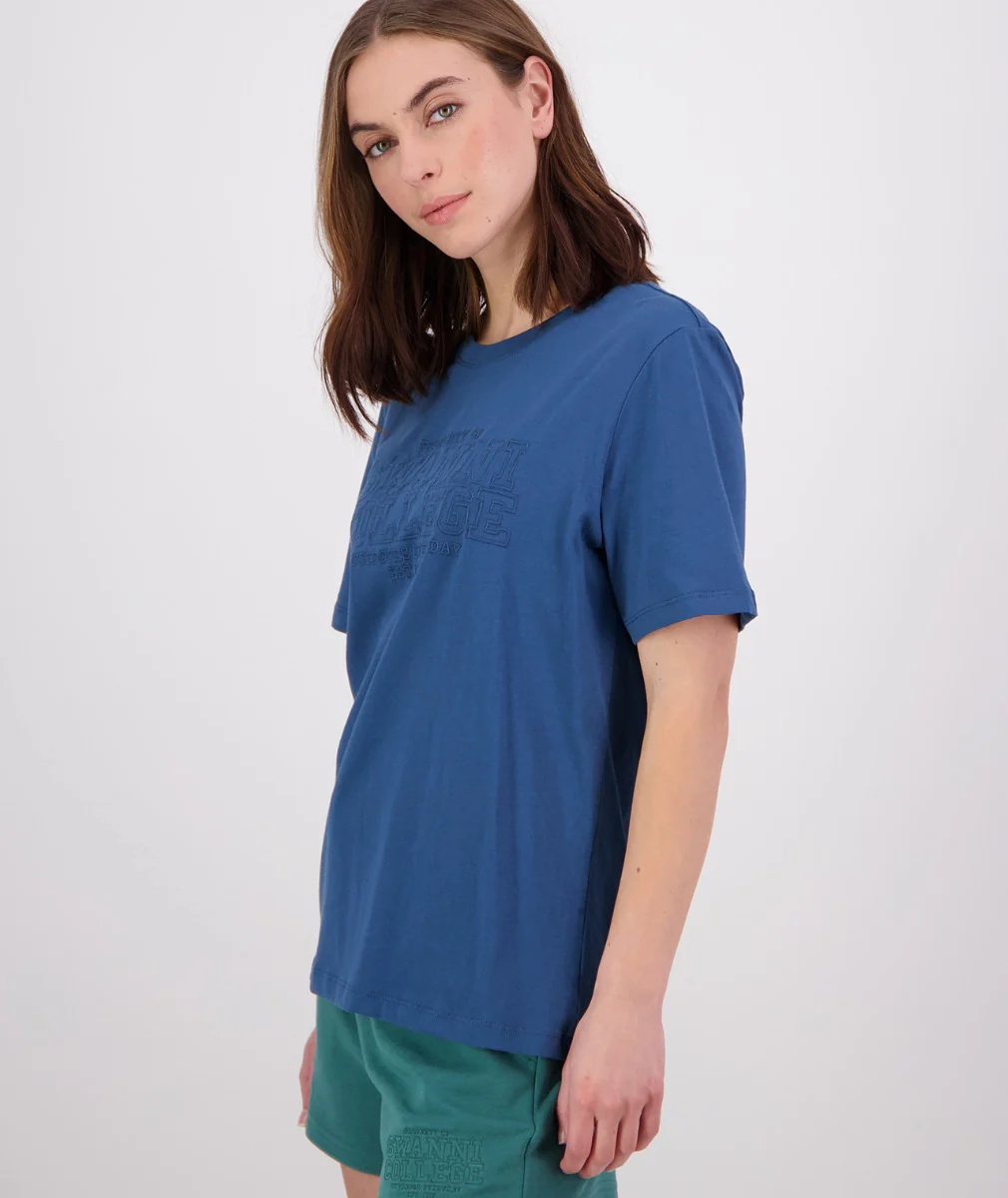 Swanndri Scholar Embroided T Shirt Tidal Teal - Image 4