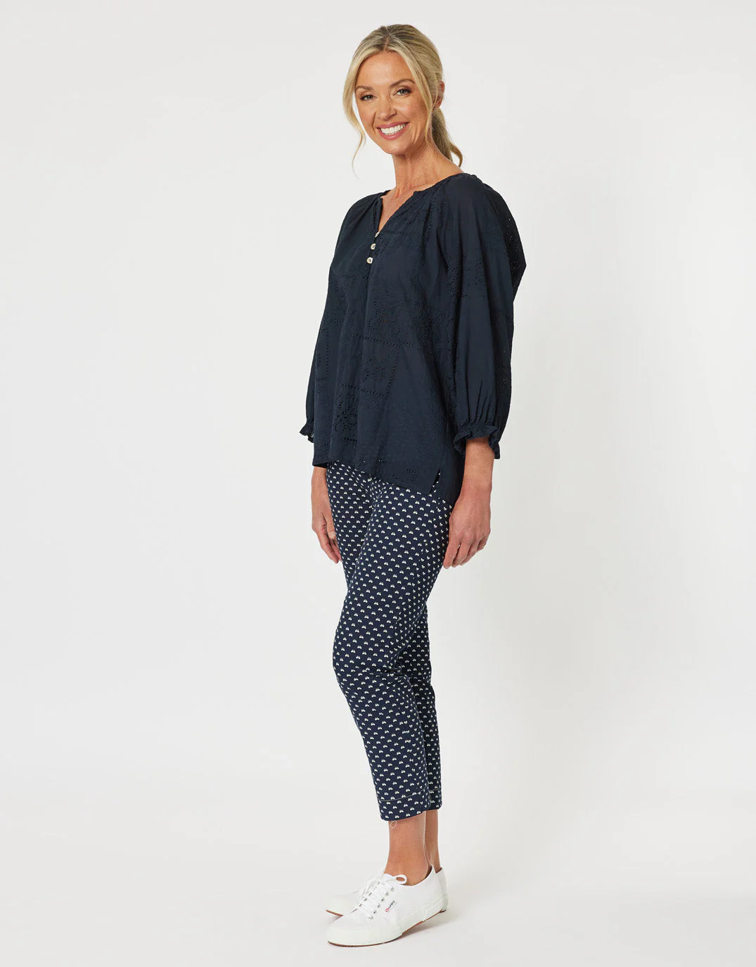 Threadz Mila Lace Top Navy - Image 4