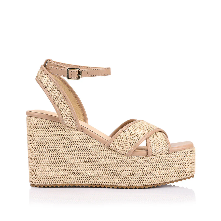 Verali Callipo Wedge Heel Beige Raffia - Image 4