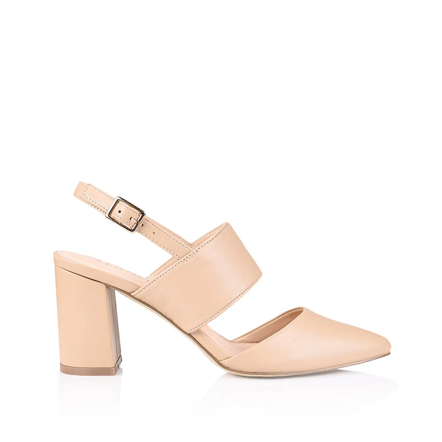 Verali Ena Closed Toe Block Heels Nude Smooth - Image 3