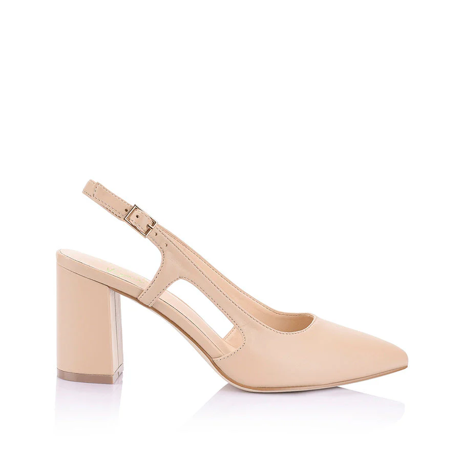 Verali Enrique Sling Back Block Heels Nude - Image 4