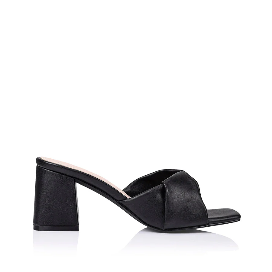 Verali Stella Block Heel Mules Black Smooth - Image 4